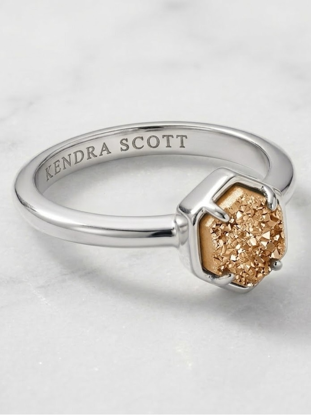 Kendra Scott Silver Ring with Pale Pink Cluster